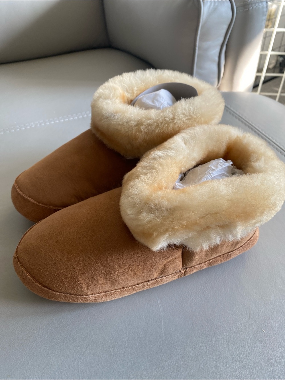 New Leather  Shearling-Lined Slippers